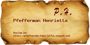 Pfefferman Henrietta névjegykártya